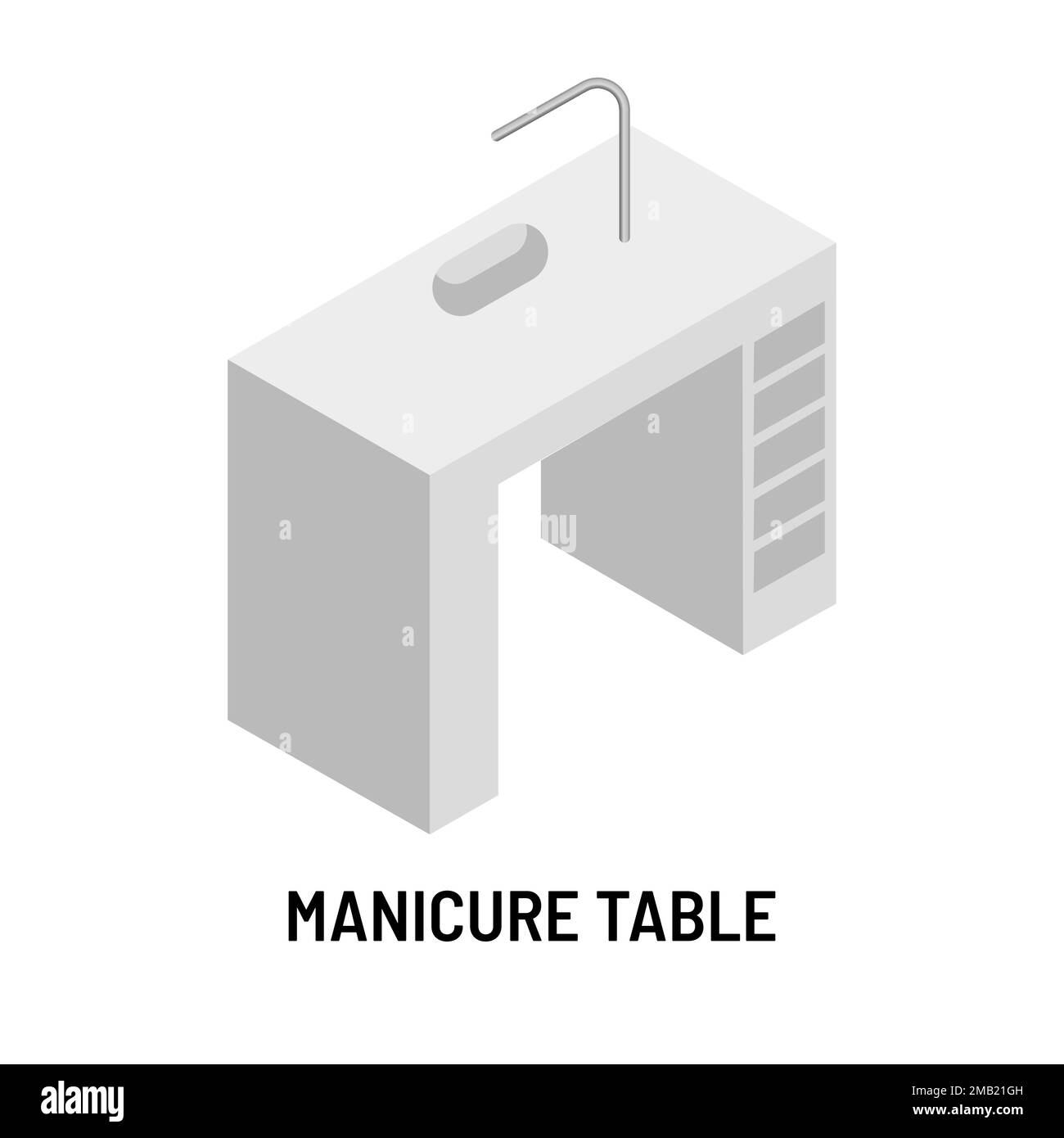 Beauty salon furniture manicure table isolated isometric object vector manicurist workplace with