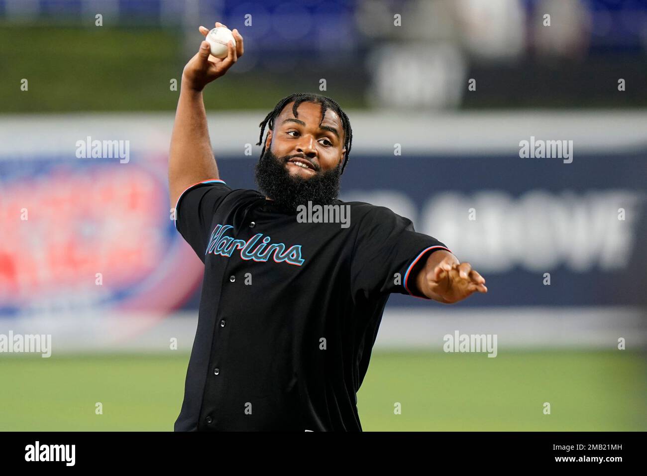 Miami Dolphins defensive tackle Christian Wilkins throws out a