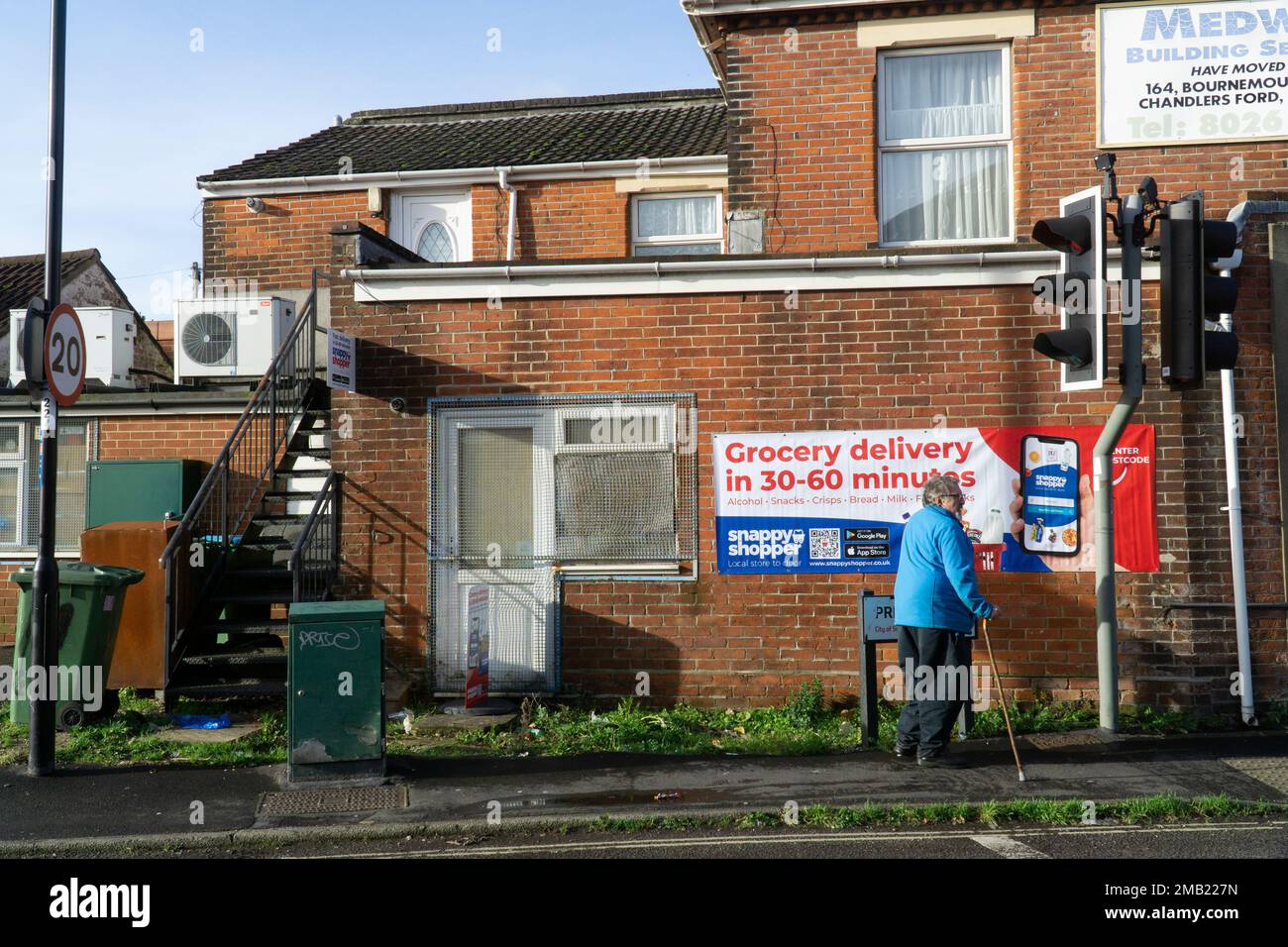 Working class area of Southampton street bin Stock Photo Alamy