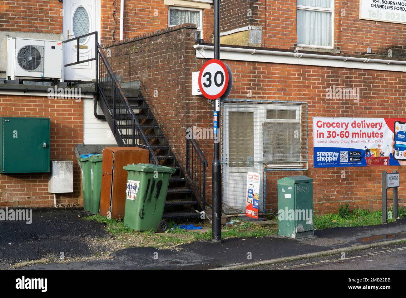 Working class area of Southampton street bin Stock Photo Alamy