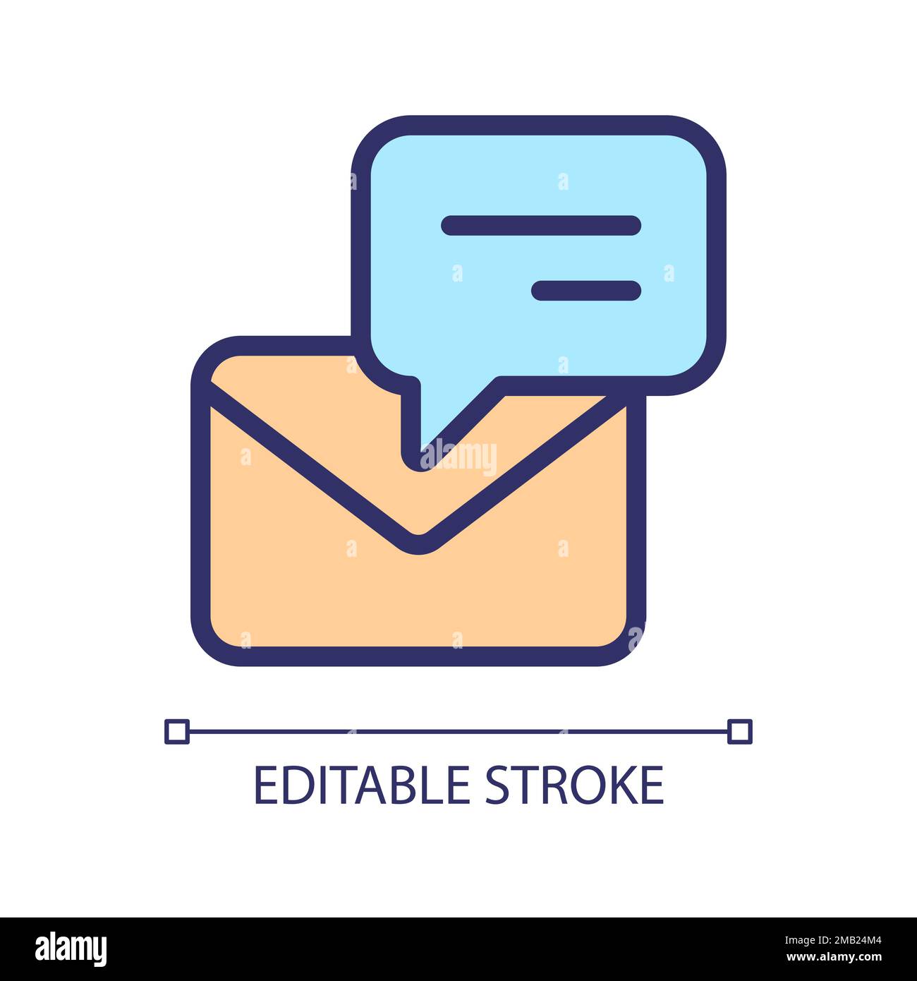 Speech bubble with envelope pixel perfect RGB color icon Stock Vector