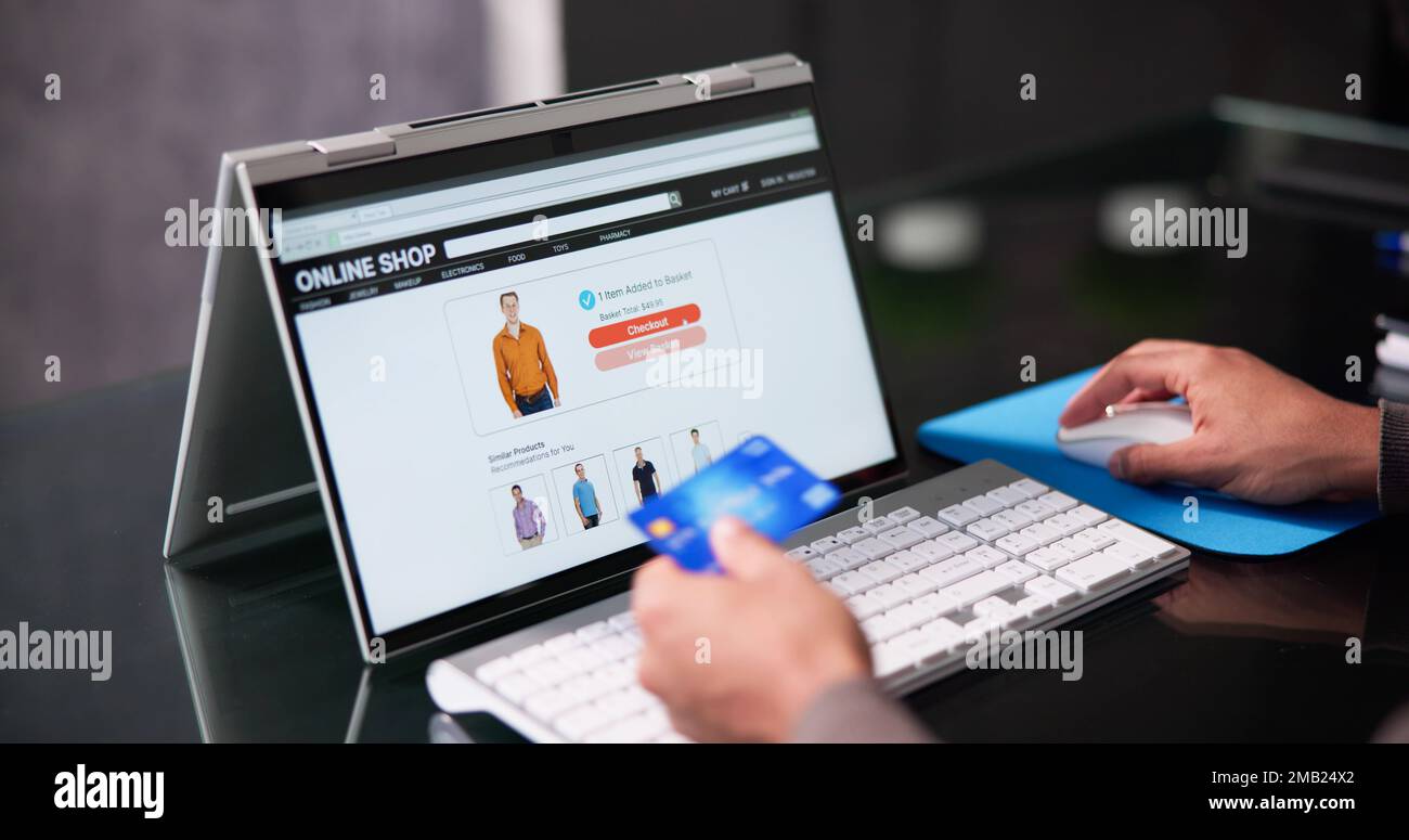 Online Ecommerce Shopping Website Or Store On Laptop Screen Stock Photo