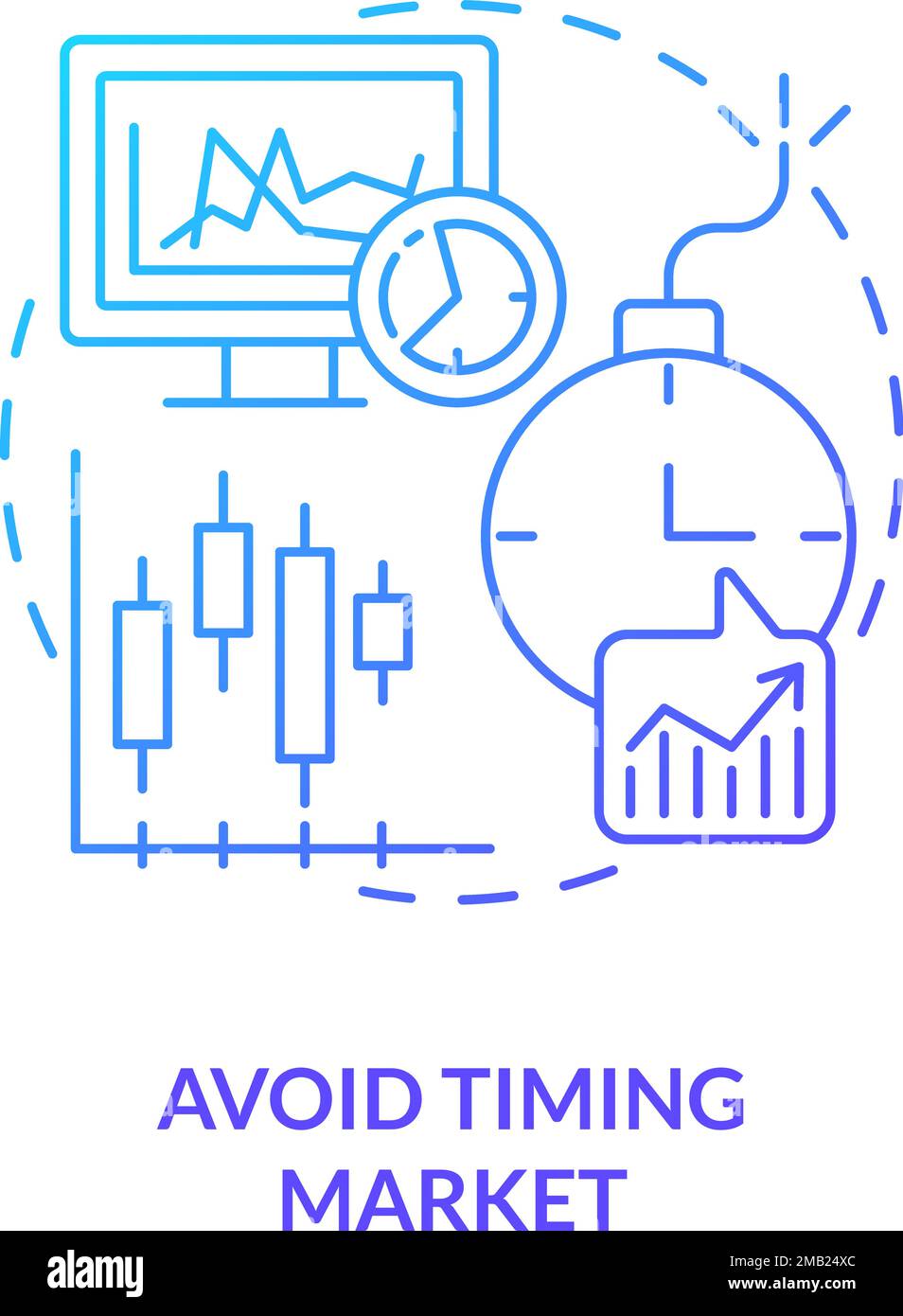 Avoid timing market blue gradient concept icon Stock Vector