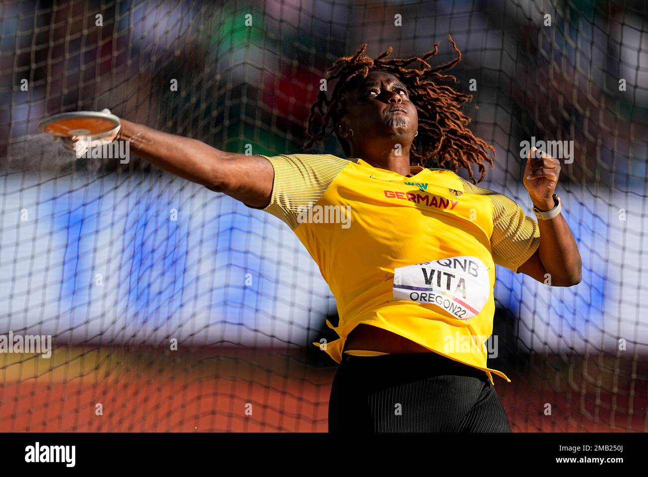 Claudine Vita, of Germany, competes during the final of the women's