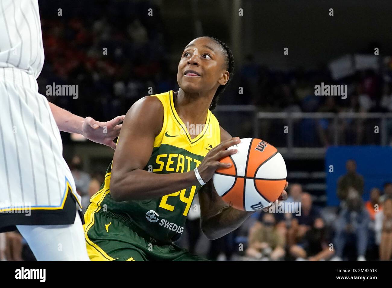Seattle Storm's Jewell Loyd looks to shoot during a WNBA basketball game  against the Chicago Sky Wednesday, July 20, 2022, in Chicago. (AP  Photo/Charles Rex Arbogast Stock Photo - Alamy