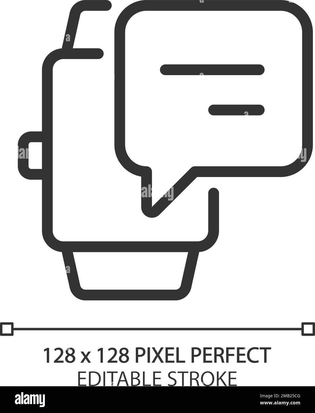 Notification from digital watch pixel perfect linear icon Stock Vector