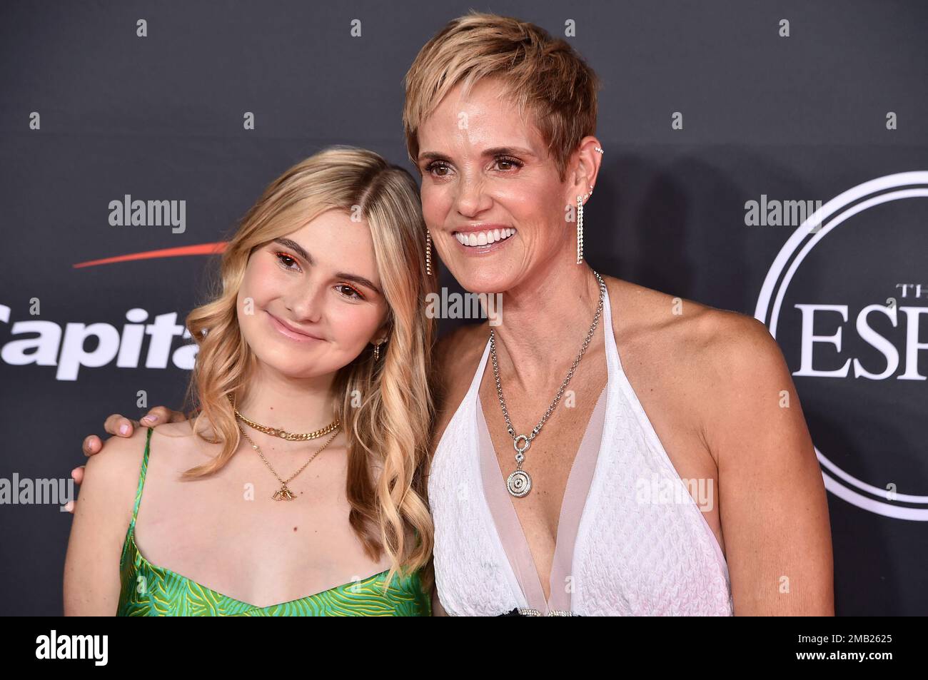 Dara Torres, right, and Tessa Grace Torres-Hoffman arrive at the ESPY 