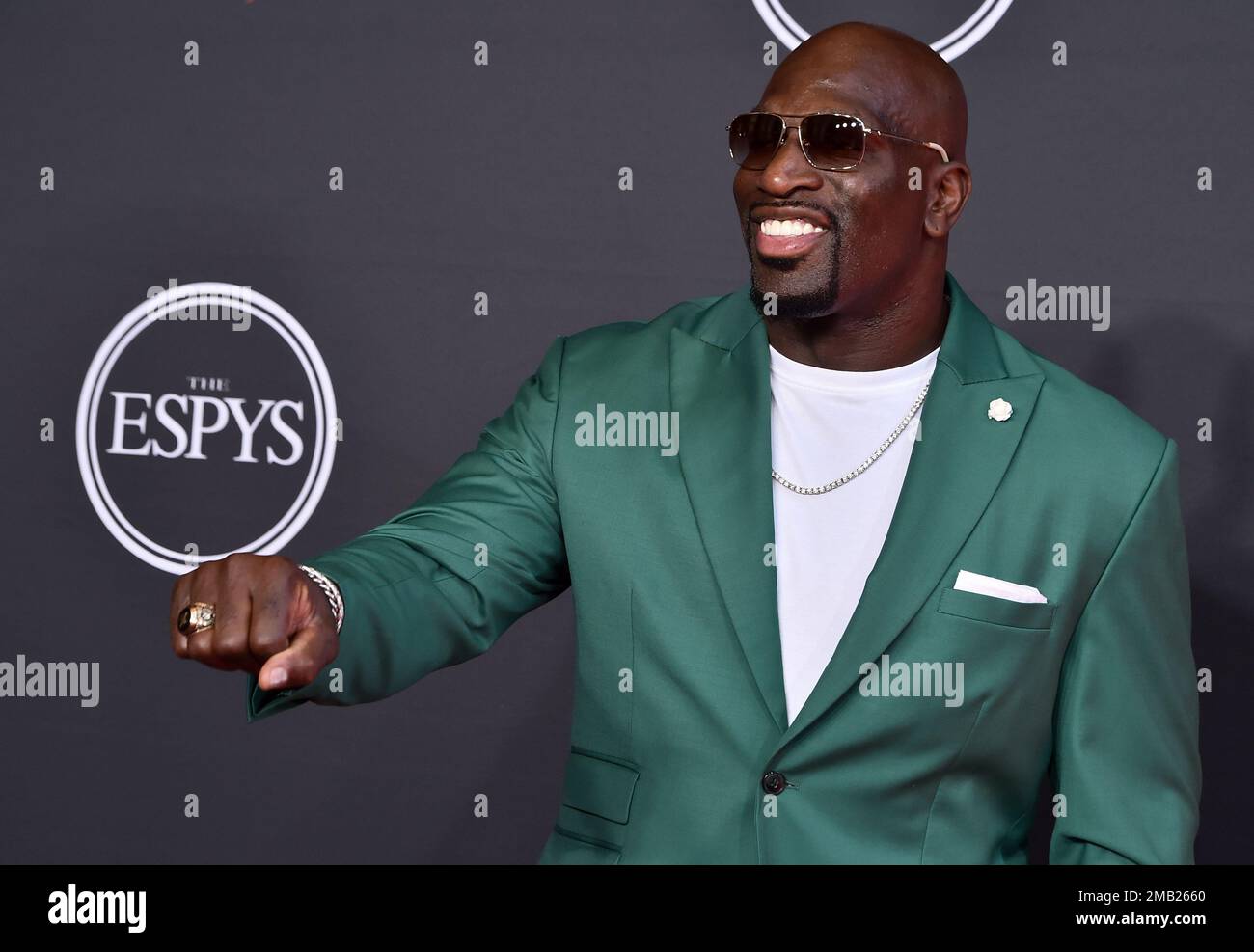 WWE wrestler Titus O'Neil arrives at the ESPY Awards on Wednesday, July ...