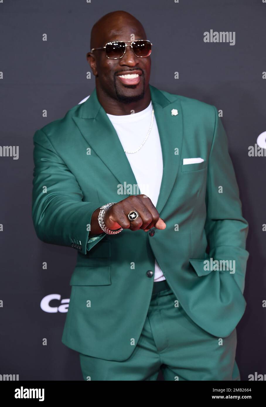 WWE wrestler Titus O'Neil arrives at the ESPY Awards on Wednesday, July ...