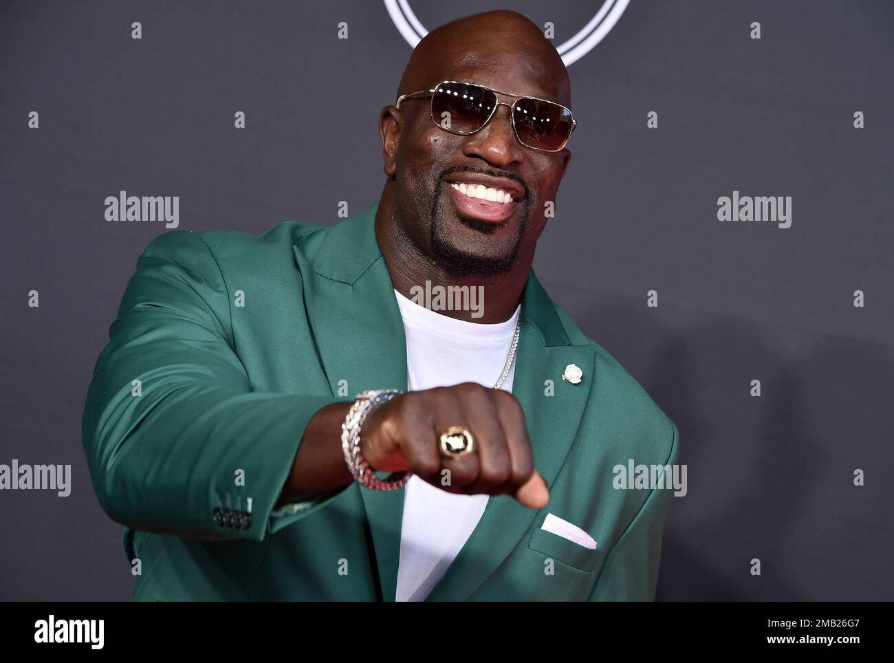 WWE wrestler Titus O'Neil arrives at the ESPY Awards on Wednesday, July ...