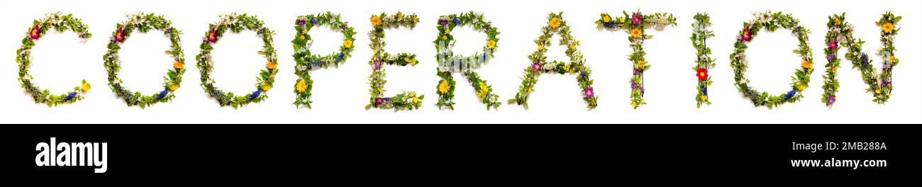 Blooming Flower Letters Building English Word Cooperation Stock Photo