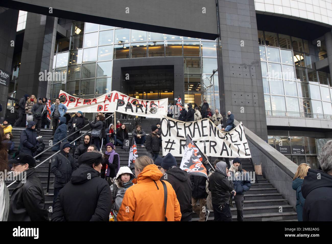 Paris Opera employees strike January 19, 2022 Stock Photo