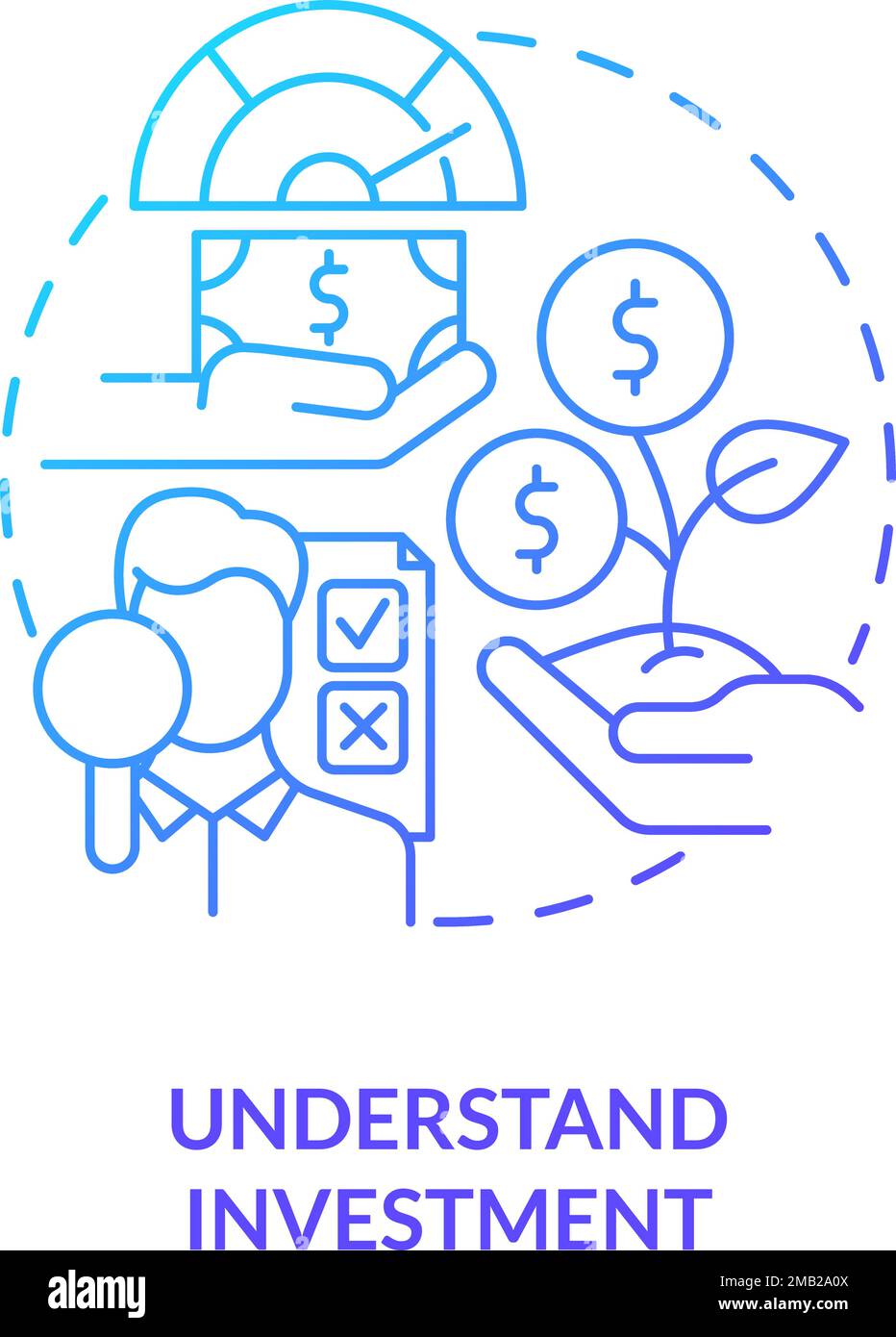 Understand investment blue gradient concept icon Stock Vector