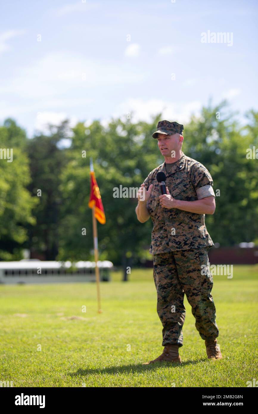 U S Marine Corps Lt Col Christopher D Upton On Coming Commanding Officer Gives His Remarks