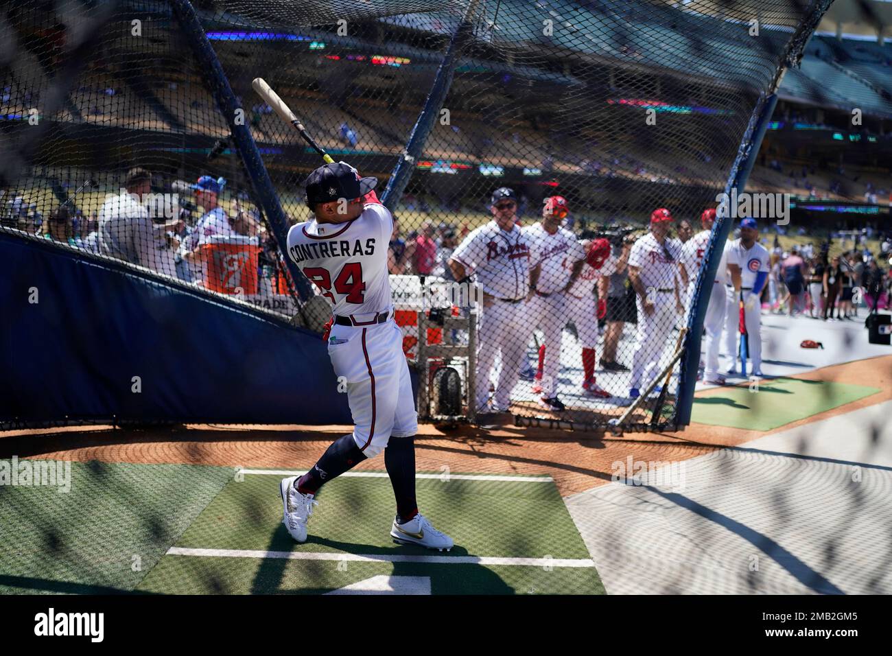 Atlanta Braves' William Contreras takes batting practice a day before the  2022 MLB All-Star baseball game, Monday, July 18, 2022, in Los Angeles. (AP  Photo/Jae C. Hong Stock Photo - Alamy