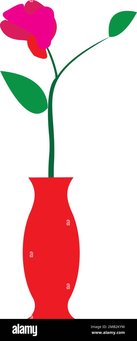 flower in the vase logo illustration desig Stock Vector