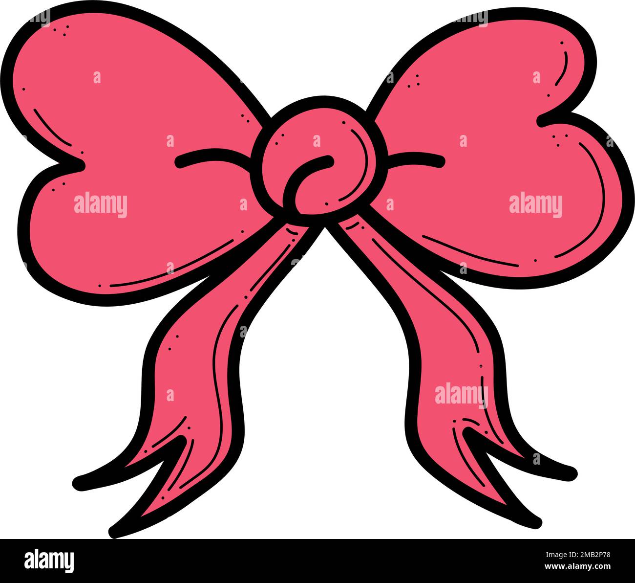 Pink Bow Ribbon Hand Drawing, Stock vector