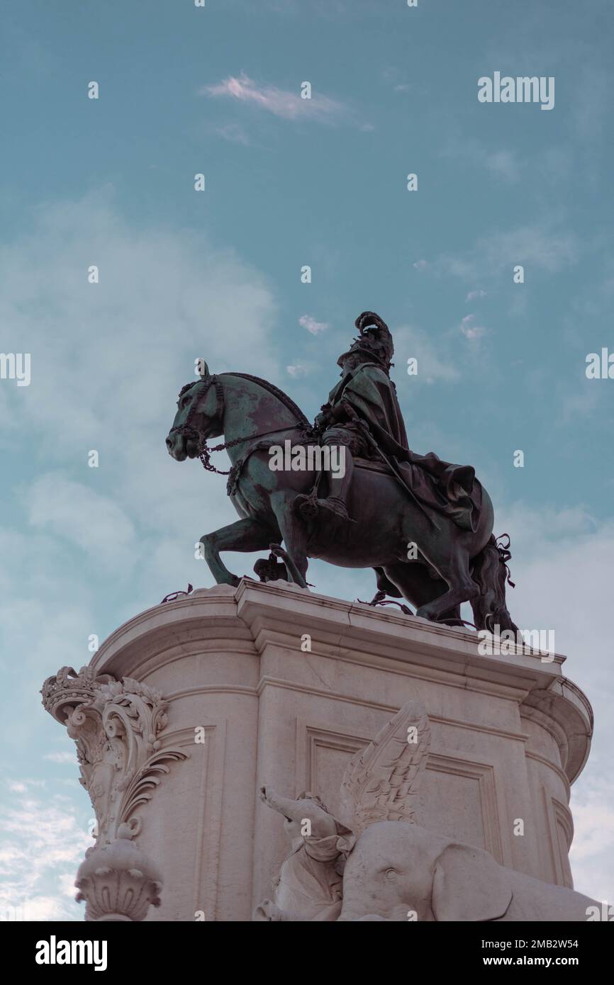 A vertical shot of the Equestrian Statue of Etienne Marcel in Paris, France Stock Photo