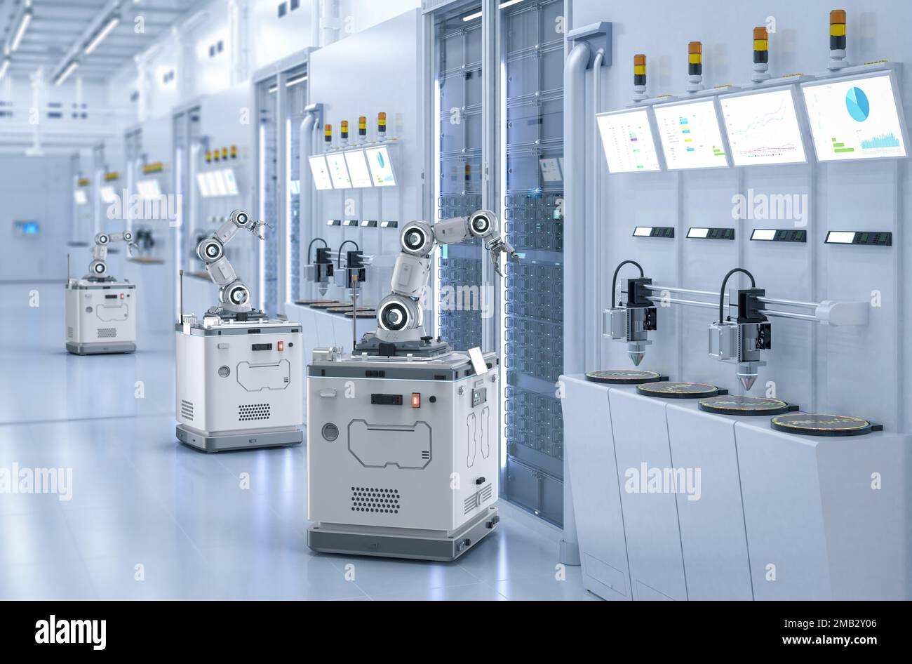 Automation semiconductor manufacturing with 3d rendering robotic arms ...