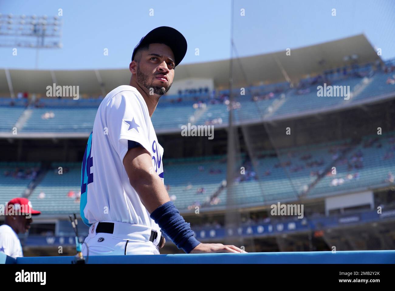 Antoine Kelly, of the Milwaukee Brewers, looks on before the MLB All-Star Futures  baseball game, Saturday, July 16, 2022, in Los Angeles. (AP Photo/Abbie  Parr Stock Photo - Alamy