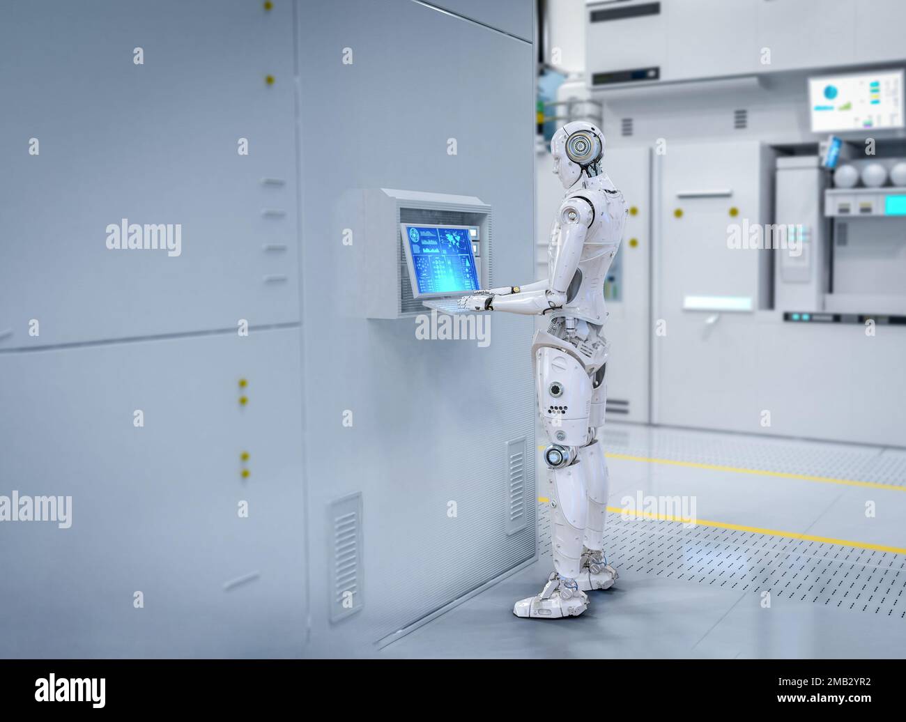Automation semiconductor manufacturing with 3d rendering robot working ...