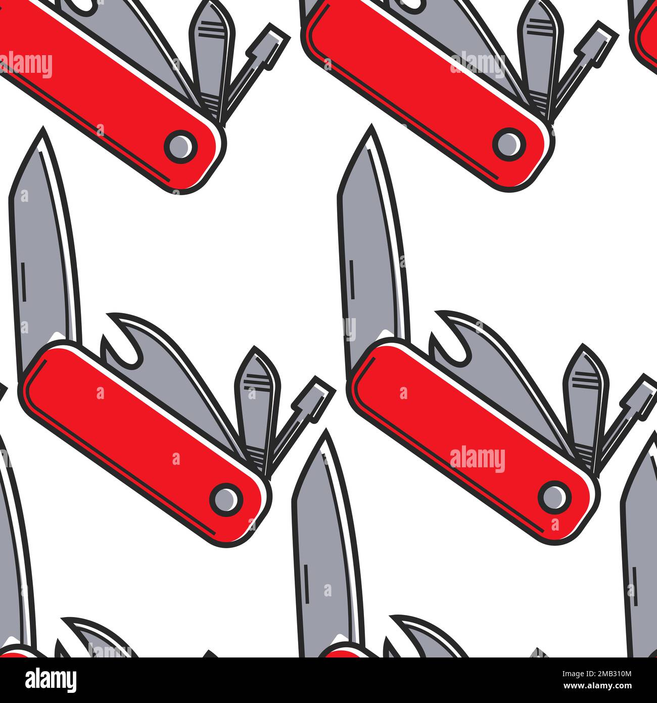 Swiss knife Switzerland symbol seamless pattern multifunctional tool Stock Vector