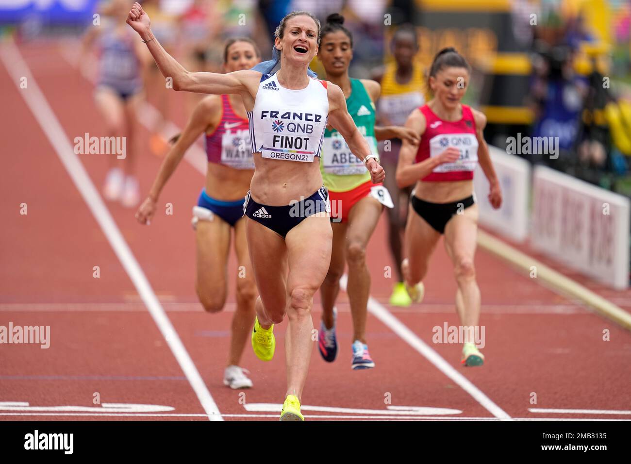 Alice Runner Alice Finot, of France, wins a heat in the women's 3000-meter ...