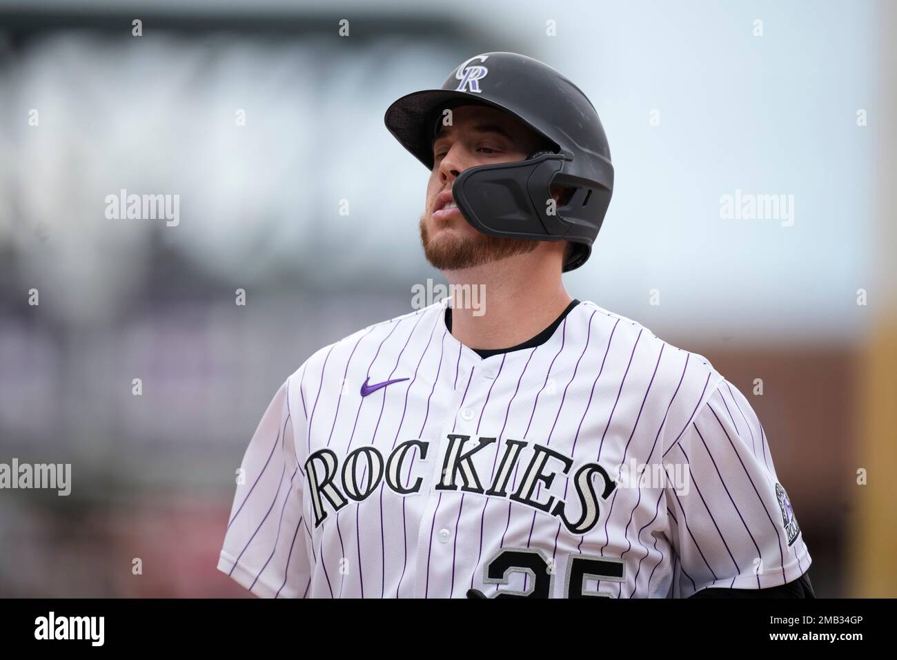 Colorado Rockies first baseman C.J. Cron (25) in the first inning of a  baseball game Wednesday, July 27, 2022, in Denver. (AP Photo/David  Zalubowski Stock Photo - Alamy