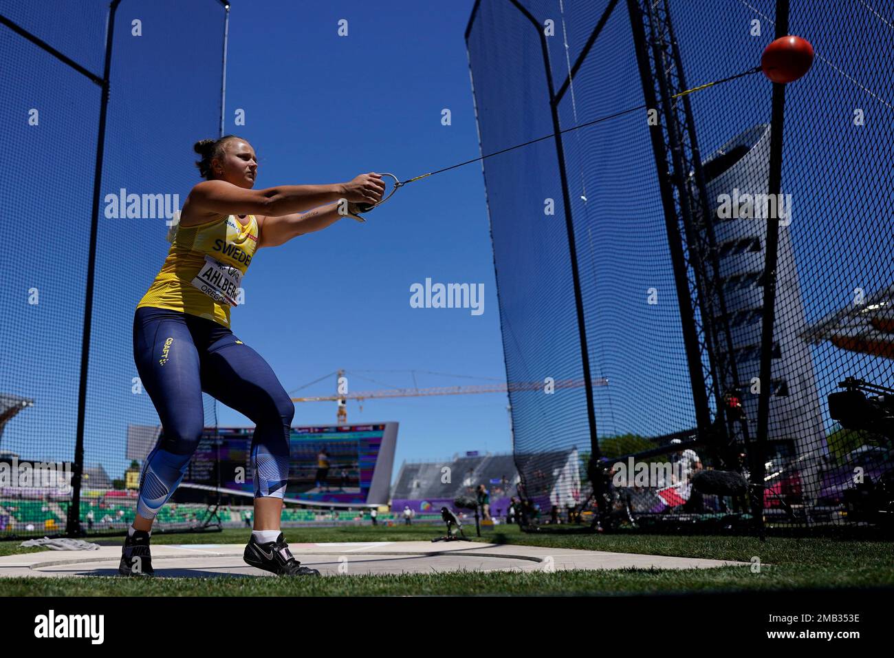 Grete Ahlberg, of Sweden, competes during qualifying for the women's hammer  throw at the World Athletics Championships Friday, July 15, 2022, in  Eugene, Ore. (AP Photo/David J. Phillip Stock Photo - Alamy