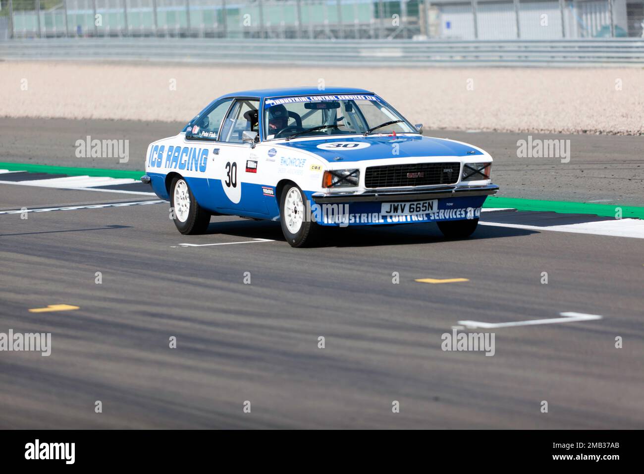 Peter Fisk driving his 1975, Opel Commodore B GS/E, during the Tony Dron Memorial Trophy for MRL Historic Touring Cars. Stock Photo