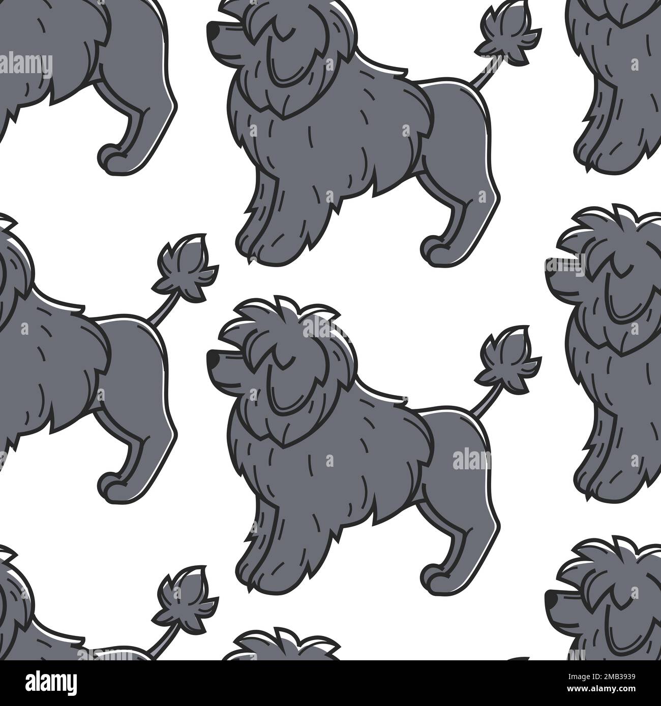 Portuguese Water Dog pet domestic animal seamless pattern Stock Vector