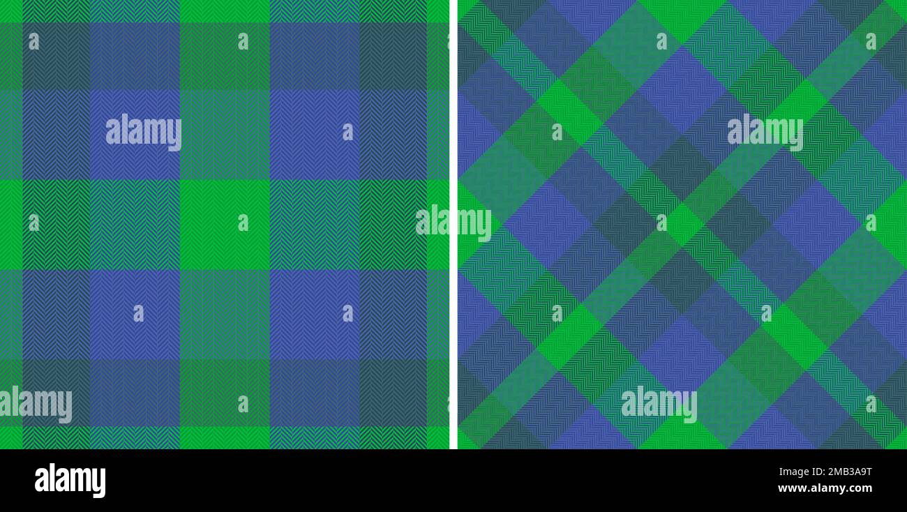Vector fabric pattern. Check texture background. Textile seamless tartan plaid in set. Stock Vector