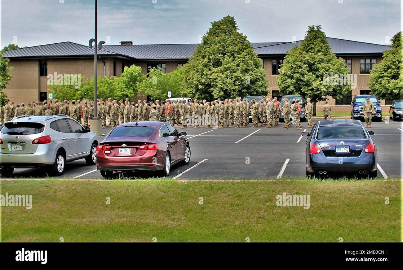 Students with the Fort McCoy Noncommissioned Officer Academy conduct training operations near the campus of the academy June 10, 2022, at Fort McCoy, Wis. The academy was activated at Fort McCoy in 1988. It was dedicated and named after Staff Sgt. Todd R. Cornell, an Army Reserve Soldier from Menomonee Falls, Wis., who was killed while serving in Iraq in 2004. The academy trains hundreds of Soldiers each year in the Basic Leader Course and the Battle Staff Noncommissioned Officer Course. Stock Photo