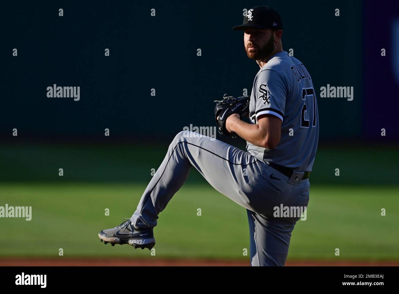 Cleveland Guardians starting pitcher Lucas Giolito delivers against the  Texas Rangers during the seventh inning of a baseball game in Cleveland,  Friday, Sept. 15, 2023. (AP Photo/Phil Long Stock Photo - Alamy