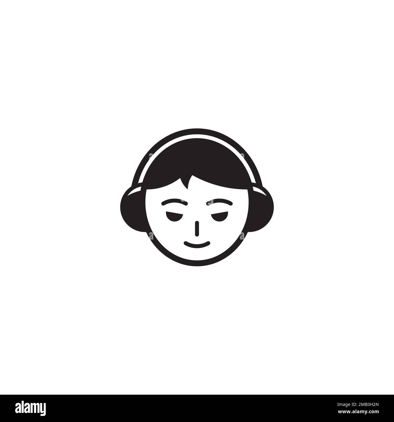 Boy using Headphone or Short Hair Girl logo or icon design Stock Vector
