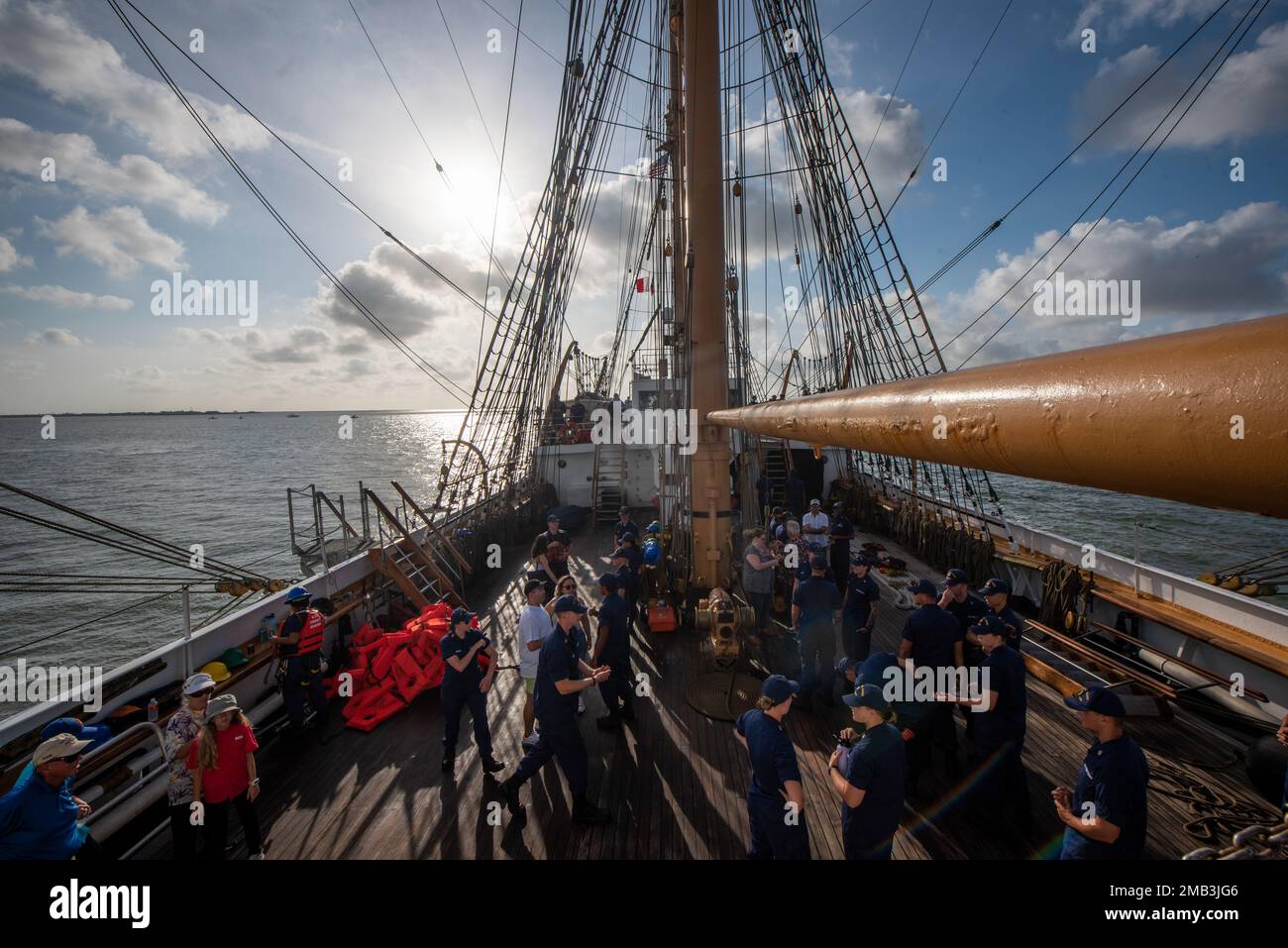 Guests mingle with crew members aboard Coast Guard Cutter Eagle
