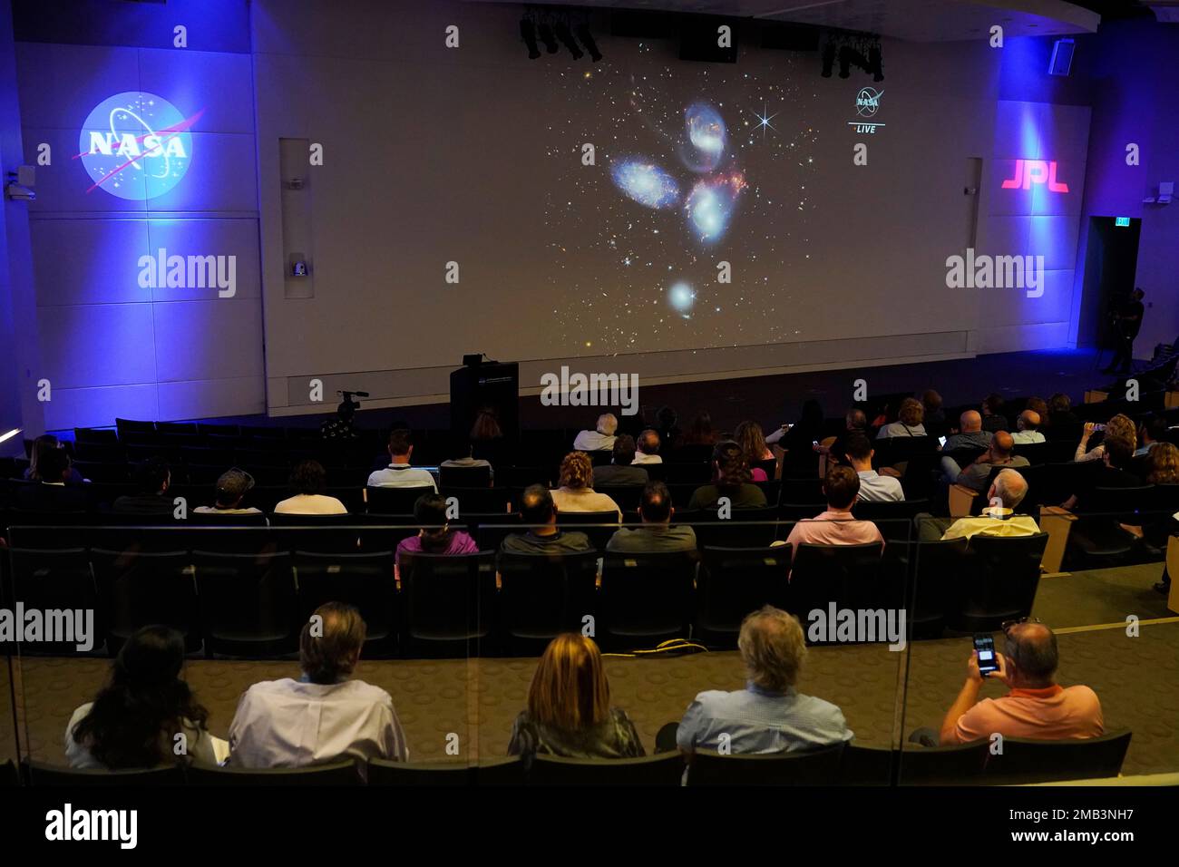 An image of Stephan's Quintet, a visual grouping of five galaxies