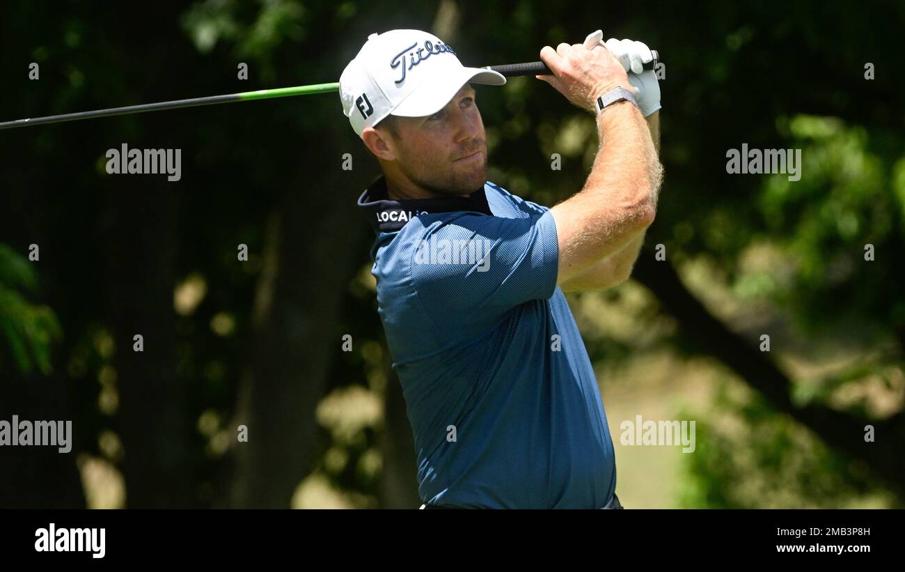 Trey Mullinax hits during the Barbasol Championship golf tournament