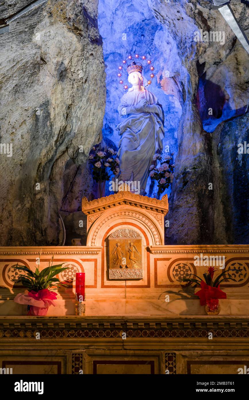 Altar and interior of the pilgrimage church of Santa Rosalia, Santuario