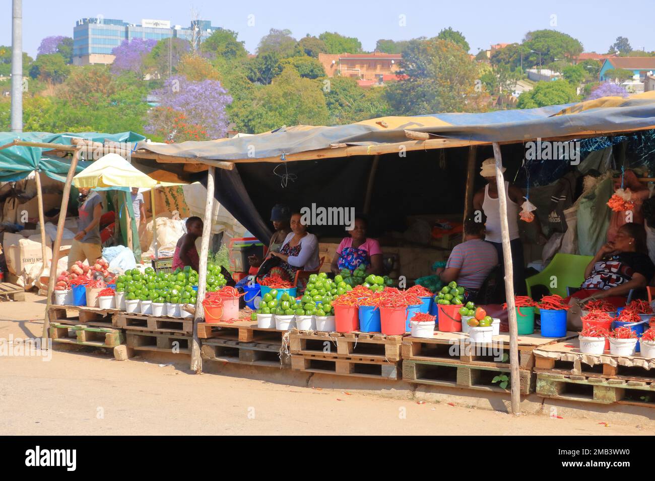 October 03 2022 - Mbabane in Swaziland, Eswatini: people buy and sell