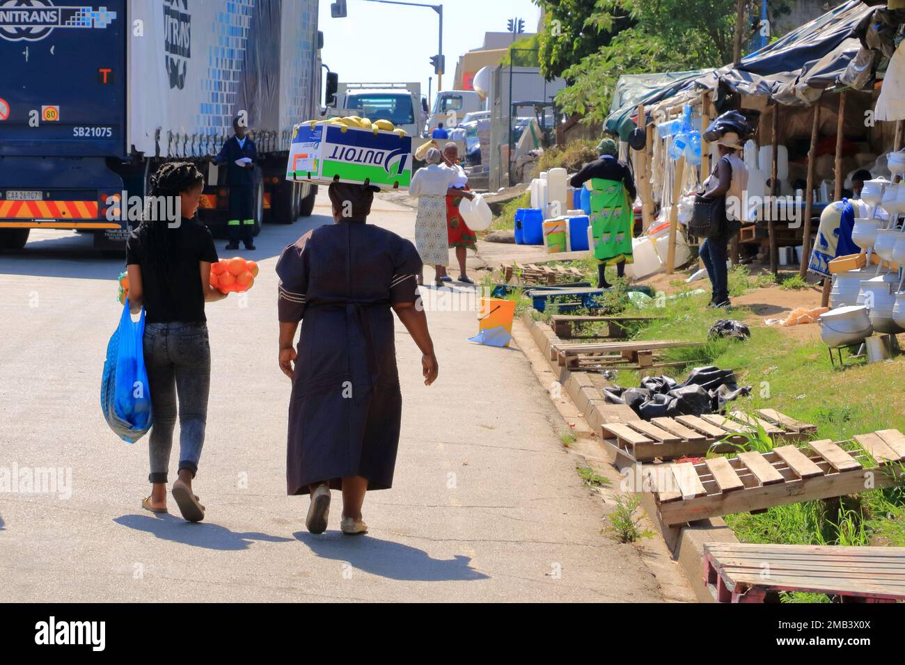 October 03 2022 - Mbabane in Swaziland, Eswatini: people buy and sell