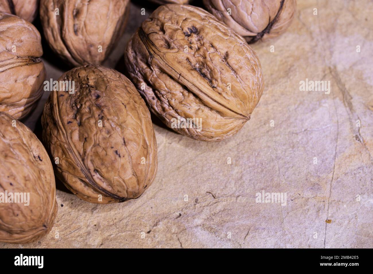 Organically grown nuts Stock Photo