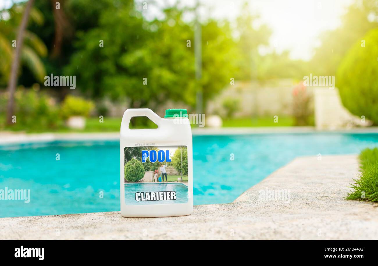 Swimming pool clarifier, pool purification and cleaning tool. Algaecide