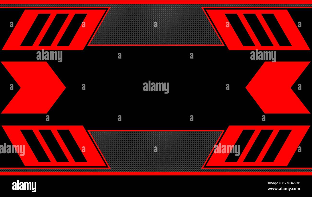 Abstract futuristic black and red background with modern shapes - 3D Illustration Stock Photo