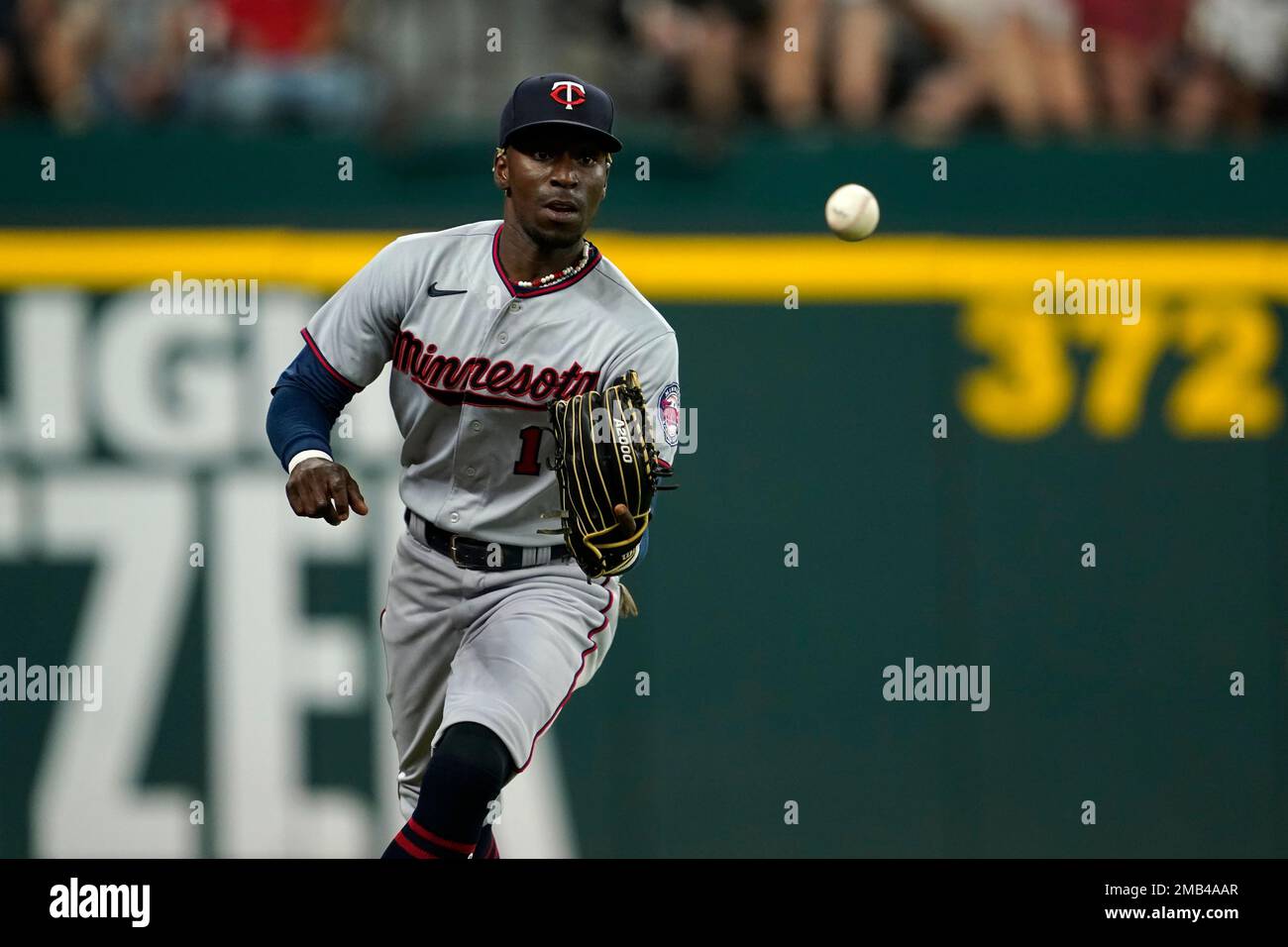 Minneapolis, United States. 28th Sep, 2021. Minnesota Twins outfielders  Nick Gordon (1), Byron Buxton (25) and Max Kepler (26) celebrate at the end  of the game against the Detroit Tigers on Tuesday