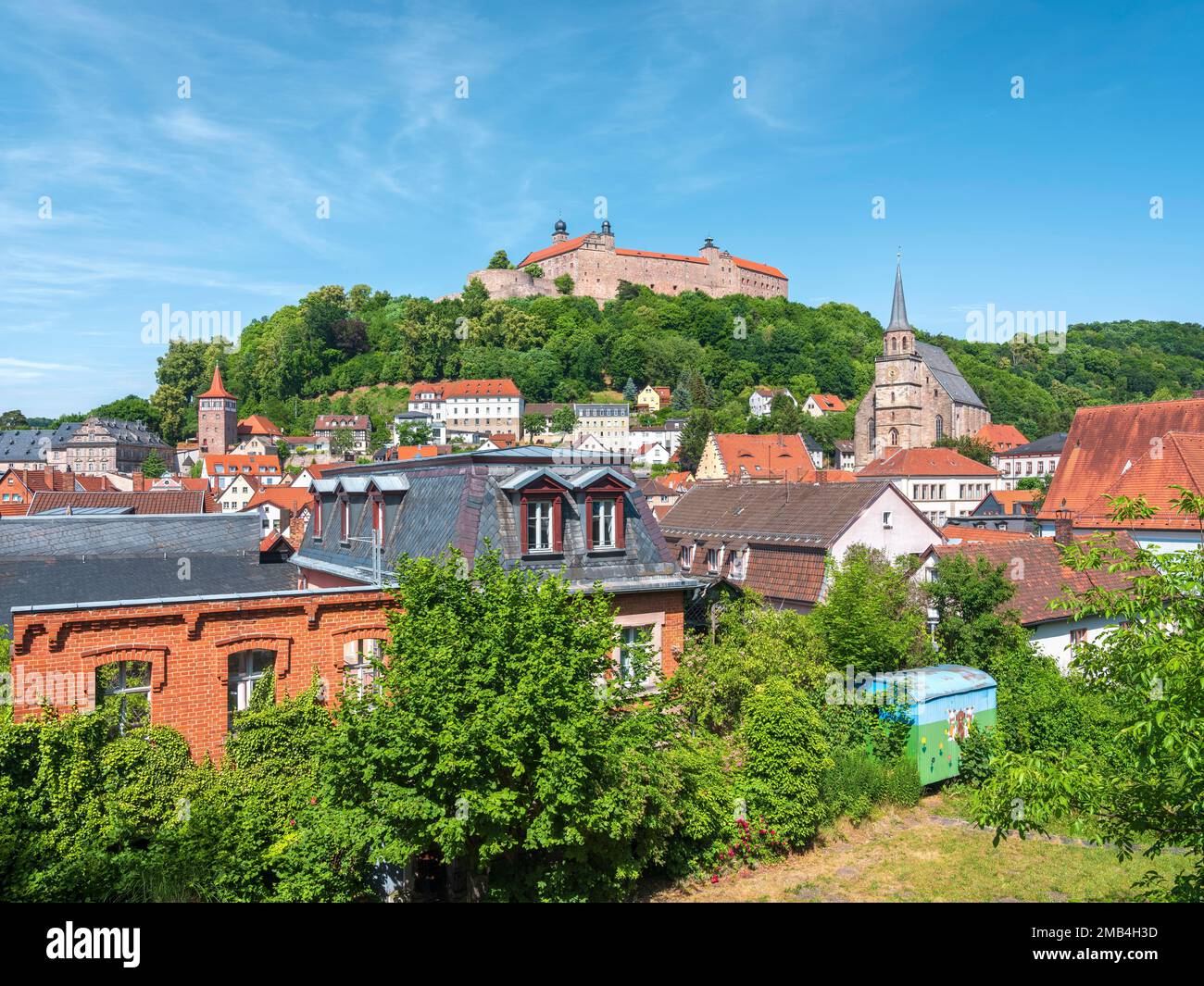 Old town with Plassenburg, Petri Church and Red Tower, Kulmbach, Upper