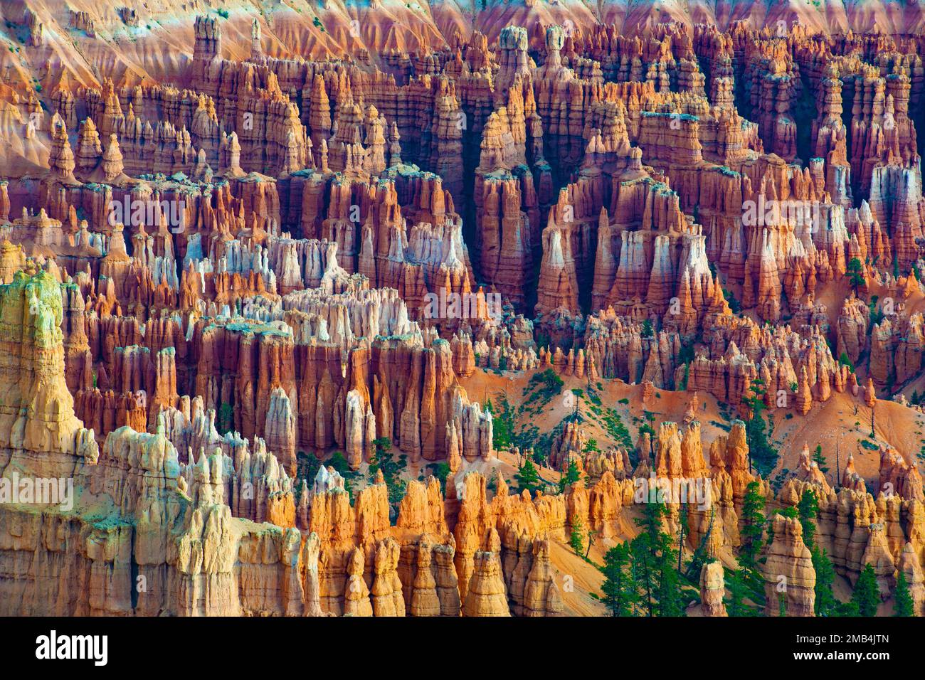 Rock formations and hoodoos, Bryce Canyon at sunrise, Bryce Point, Utah ...