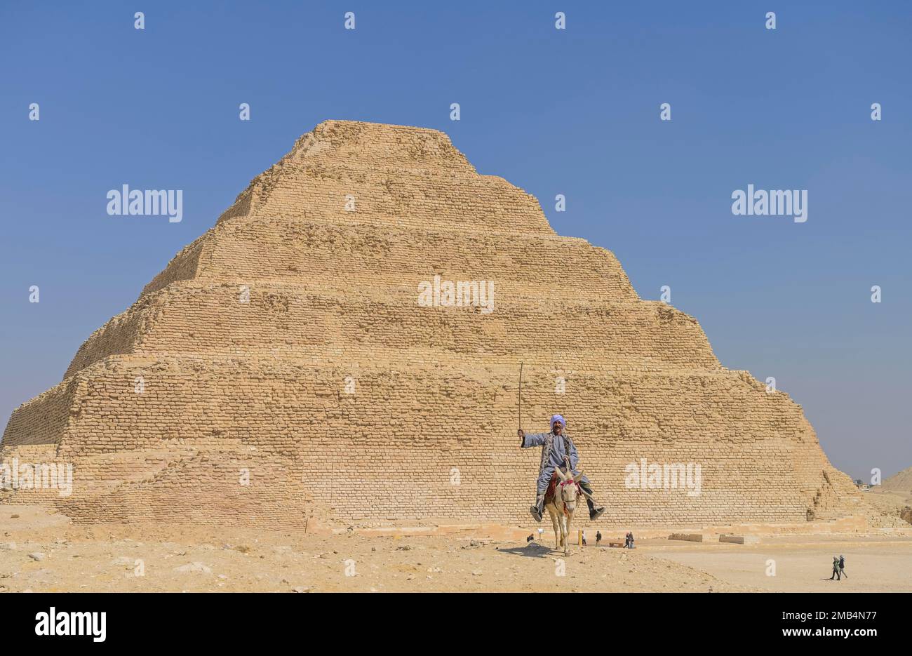Rider, Step Pyramid of King Djoser, Necropolis of Sakkara, Egypt Stock Photo