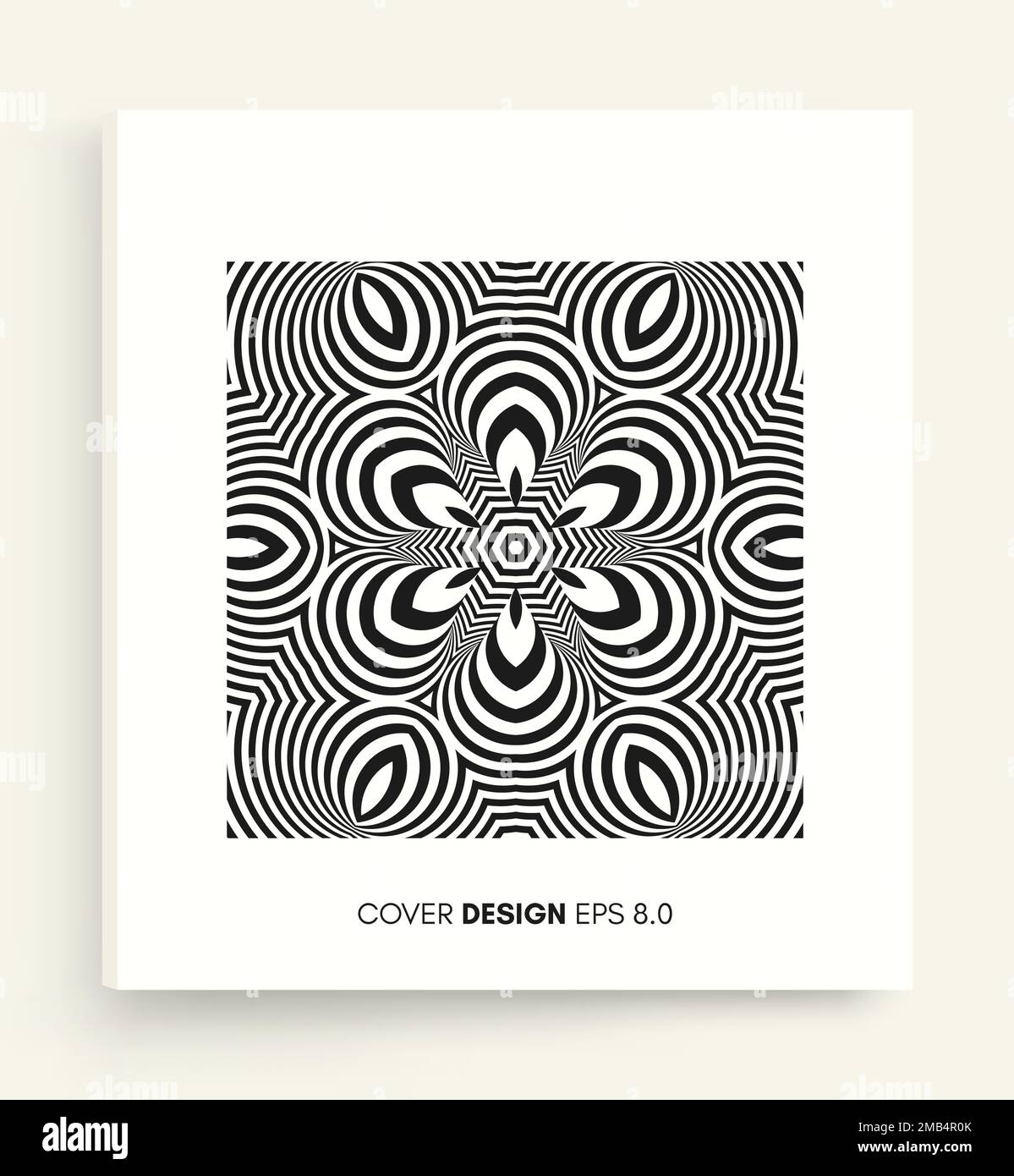 Cover design template. Black and white design. Abstract striped