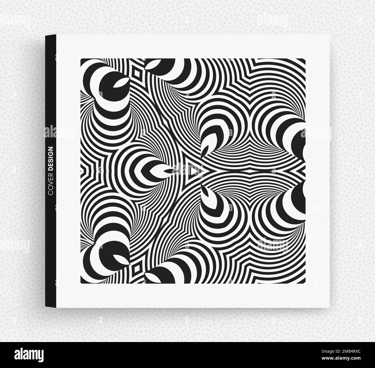 Cover design template. Black and white design. Abstract striped